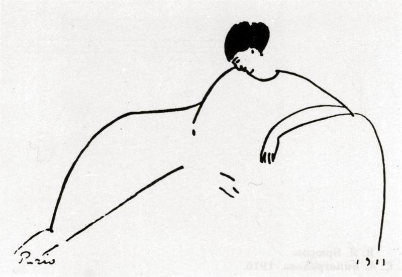 Анна Ахматова на рисунке работы Модильяни, 1911 год